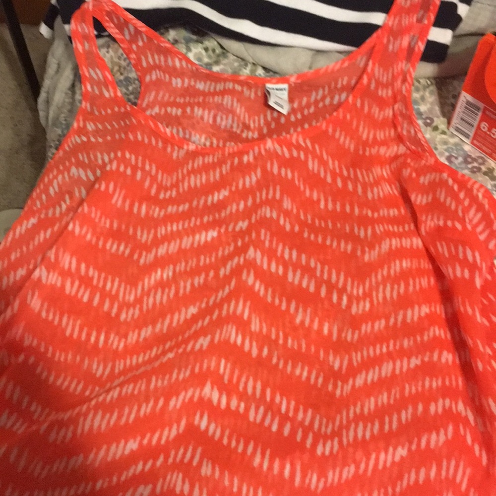 Orange and white Old Navy tank